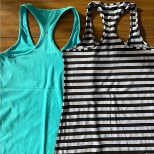 lululemon athletica Teal and Black Striped Tank Tops